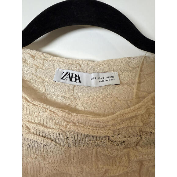 ZARA Sand Wrinkled-Effect‎ Knit Top S - Picture 4 of 4